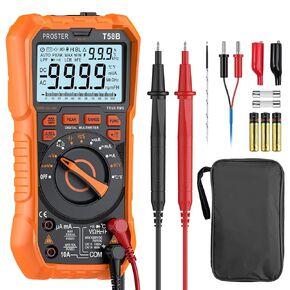 Proster Multimeter 9999 Count - TRMS Auto Range NCV Detector DC AC Voltage Current Meter Temperature Capacitance Resistance Diode Continuity Tester