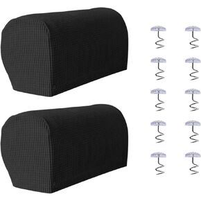 Stretch Armrest Covers Soft Plush Armrest Covers Couch Arm Covers Furniture Protector for Chairs Couch Sofa Armchair Slipcovers for Recliner Sofa with Twist Pins 4pcs(Dark Gray)