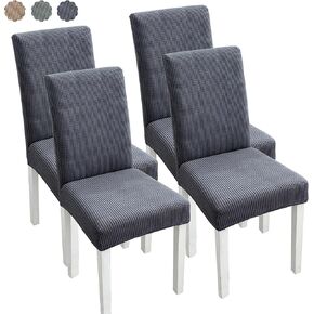 Kitchen Chair Covers Set of 4 Removable Easy Care Dining Room Chair Seat Covers for Home Restaurant Hotel Coffee Dark Gray 4 Pack