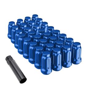1/2-20 Spline Lug Nuts, Hunting Horse Set of 20 1.38" Tall 3/4" Hex Conical Seat Closed End Lug Nuts with 1 Spline Key, Red