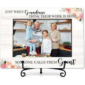 Great Grandma Photo Frame, Only The Best Grandmas Wooden Tabletop Photo Frame With Stand, New Grandparent Gifts, Grandkids Frame Gifts For Great Grandma, Grandparents Baby Announcement Gifts -A29