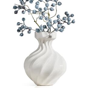 Octdays White Ceramic Vase Decor: Modern Decorative Vase for Home Decor Unique Boho Flower Vases Minimalist Pampas Grass Vase for Living Room Centerpiece Table Office Entryway Decoration