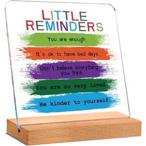 Little Reminders Desk Sign,Inspirational Desk Decor,You Are Enough Sign Motivational Plaque Encouragement Gifts 5.9x5.9 Inches(Multicolor)