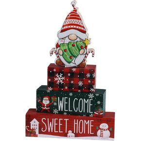 4 Pcs Wooden Christmas Tabletop Decor Winter Tiered Tray Decor Rustic Wood Christmas Winter Block Sign Gift Merry Christmas Centerpiece Farmhouse Christmas Table Decor