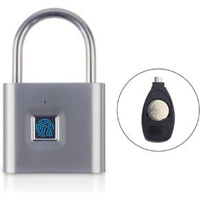 Fingerprint Padlock, Biometric Padlock,IP66 Waterproof Smart Padlock,Fingerprint Lock for Luggage, Backpack,School Gym Locker Lock,School Lockers,Furniture, Mailbox(Silver)