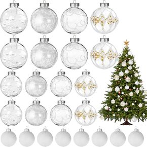 Outus 24 Pcs Christmas Balls Ornaments 1.6/2.4/3.2 Inch Clear Glitter Ball Christmas Hanging Decorations Plastic Shatterproof Christmas Tree Decor for Xmas Holiday Wedding Decoration(Turquoise)