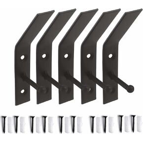5Packs Metal Wall Mount Hanging Hooks for Coats, Hats, Bags - Heavy Duty Single Prong Wall Garage Hooks - Farmhouse Wall Hook Versatile Towel Hooks for Bathroom or Kitchen - Rust Resistant