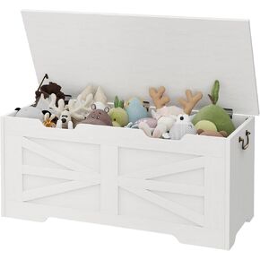IDEALHOUSE Storage Chest, 39.4" Toy Chest for Boys Girls, Kids Wood Large Toy Box, Storage Bench with Safety Hinge,Storage Trunk for Entryway, Living Room, Bedroom, Playroom, Rustic Brown