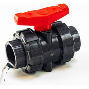 4'' PVC Union Half Ball Valve EPDM O-Rings with T Handle SCH80 Full Port Plastic Water Pipe Rotate Shut Off Switch Black Red Slip Connector Fitting Reversible PTFE Seats