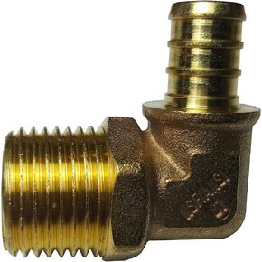 2 Pieces XFITTING 3/4'' Pex x 3/4'' Male NPT Elbow, 90 Degree, Brass, Pex B Crimp Version, 0.75 Inch