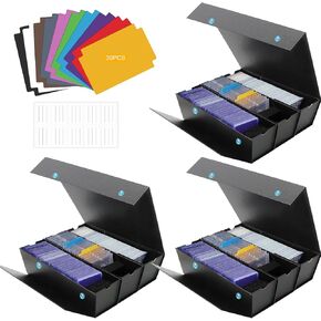 AOBOPLE Card Storage Box,9000+ Trading Card Box,Magnet Leather Paper Trading Card Storage with 50 Card Dividers and Labels for Sport Cards,YugiOh,MTG,TCG,PTG