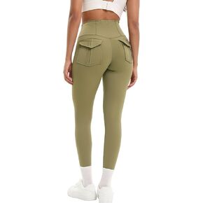 JOYOYO High Waisted Leggings for Women,Tummy Control with Pockets Soft Yoga Pants for Workout Athletic Reg & Plus Size in Spring (L, Olive)