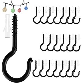 40 Pack Q-Hanger Hooks Screw Ceiling Hook Outdoor Lights Christmas Lights Hanger Hook for Outdoor String Lights New Year Party Outside Led Wire and Fairy Light Hangers for House Garage