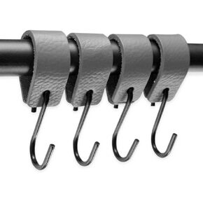 Brute Strength - Multifunctional Leather S-Hooks - Gray - 12 Pieces - S Shaped Hooks - Coat Hook - Leather Hooks - Leather s Hooks - Black s Hooks - Kitchen Hooks in Saudi Arabia