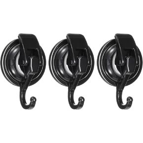 HARFINGTON 3pcs Suction Cups Hooks Powerful Vacuum Multi-Purpose Suction Shower Hooks Removable Reusable Waterproof Wreath Cup Hook for Bathroom Kitchen Restroom, Black
