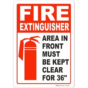 Brimar - 7 x 10" - Fire Extinguisher Keep Clear Sign - 3.5 Mil InfiniStick™ Vinyl Label - Easy Installation - Universal Application
