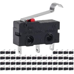 50PCS Micro Limit Switch Normally Open Close Limit Switch KW12-3 AC 250V 5A SPDT 1NO 1NC Micro Switch with Roller Lever Arm Black (with Curved Handle) in Kuwait