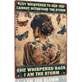 Boho Wall Decor Positive Encouragement Gifts for Women Girls Office Bedroom Poster-I Am The Storm Wall Art Postermotivational Wall Art Motivational Wall Decor Metal Signs 8x12 Inch
