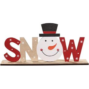 Amosfun Christmas Decoration Noel Wood Sign Christmas Holiday Snowflake Wood Plaque Sign Decorative Table Top Sign Plaque Xmas Party Decoration, for Friends