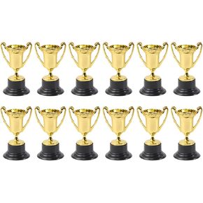 12 Pack gold medal trophy Plastic Gold Trophy Cup Reward Trophies for Kids Sports Tournaments, Awards, Game Prizes, Party Favors, Party competition trophy Favors small trophy