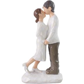 Romantic Couple Figurines in Love, 6.7" Hand Painted Sweet Loving Together Couple Sculpture Statue to Remember Beautiful Moment, Best Gifts for Valentine's Day Anniversary Weddings - Kissing Couple