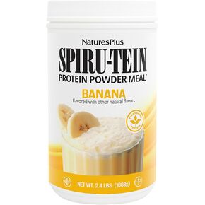 NaturesPlus SPIRU-TEIN Shake - Banana Flavor - 2.4 lbs, Spirulina Protein Powder - Plant Based Meal Replacement, Vitamins & Minerals For Energy - Vegetarian, Gluten-Free - 32 Servings