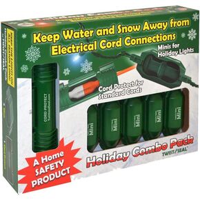 Holiday Light Safety Combo Pack - Outdoor Extension Cord Plug Covers and Connectors for Weatherproof Electrical Protection