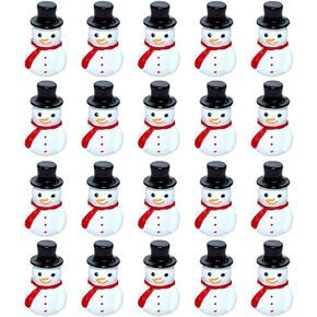 LIOOBO Mini Snowman Figurines: 30pcs Mini Christmas Resin Figures, Tiny Snowman with Hat for Micro Landscape Ornament Christmas Crafts Decor Black