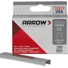Arrow 60530 Wide Crown Staples for Staple Guns and Staplers, Use for Upholstery, Crafts, General Repairs, 5/16-Inch Leg Length, 1/2-Inch Crown Width, 1000-Pack
