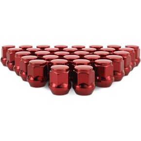 Mishimoto Steel Lug Nuts, M14x1.5, Acorn Seat, 32pc Set, Red
