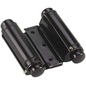 Rok Hardware Double Action Steel Spring Hinge, Black Super Value 2-Pack (2 Hinges)