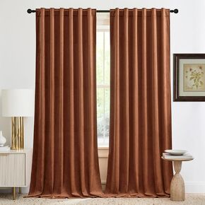 108 inches Long Velvet Curtains Dark Green Room Darkening Soft Window Drapes Luxury Home Decoration for Bedroom/Living Room/Dining Room, Rod Pocket & Back Tab, W52 x L108, 2Pcs
