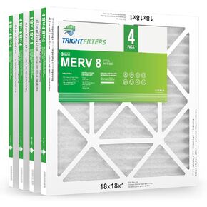 18x18x1 Air Filter 4 Pack, MERV 8 Pleated Dust Defense Air Filters Replacement Air Conditioner HVAC AC Furnace Filter, Durable and Lightweight