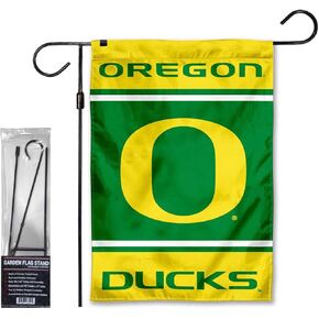 College Flags & Banners Co. Ducks Garden Banner Flag with Flag Pole Stand Set