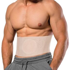 Umbilical Hernia Belt for Men and Women - Abdominal Support Binder with Compression Pad - Belly Button Hernia Navel Ventral Epigastric Incisional and Surgery Prevention Aid (Beige, L/XL/XXL (40"-54"))