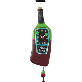 Allen Designs Enesco Wine Bottle Corked Sculpted Pendulum Wall Clock, 18.5 Inch, Multicolor