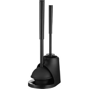 Toilet Brush & Plunger Set - Toilet Bowl Brush and Holder, 2 in 1 Bristle Toilet Brush & Plunger Set for Bathroom
