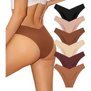 No Show Seamless Underwear for Women Pack, V-Cut Workout Panties, Soft Breathable Comfortable Bikini