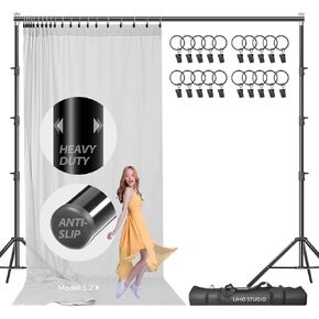 LimoStudio [Upgraded] 10 x 9.8 ft. Heavy Duty Backdrop Stands, Enhanced Metal Cap Head for Stable Crossbar Hold, Stronger Joints, Utility Rubbers, Complete Accessory for Events, Photoshoot, AGG3002