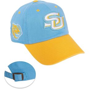 Desert Cactus Southern University Baseball Hat SU Jaguars Brimmed Embroirderd Hats Cap Adjustable Cloth Strap Adult (Style E) Blue