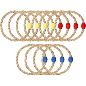 12 Pack Multicolor Rope Ring Toss Game Replacement Parts for Adults and Kids, Outdoor Toss Rings for Agility Practice and Speed Game and Yard Games and Lawn Games for Party (3 Colors-Red Yellow Blue)