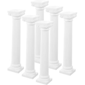 6pcs Roman Column Model Museum Statues Greek Column Pedestal Column Candle Holder Mini Roman Column Wedding Roman Column Decorative Columns Ornament Greece Plastic White Variety