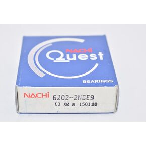 6202-2NSE9 C3 NACHI Brand Rubber Seal Ball Bearing | 15x35x11 mm | Double Sealed | 6202 2RS 6202RS
