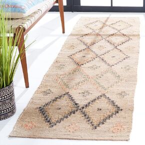 Safavieh Kilim Collection Runner Rug - 2'3" x 9', Beige & Gold, Handmade Moroccan Boho Jute & Cotton, Ideal for High Traffic Areas in Living Room, Bedroom (KLM753G)