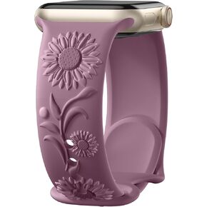 Wepro 3D Floral Embossed Band Compatible with Apple Watch Band Women 40mm 41mm 38mm 44mm 45mm 49mm 42mm, Engraved Cute Flower Soft Silicone Dressy Band for iWatch Series 9 8 7 6 5 4 3 2 1 Ultra SE