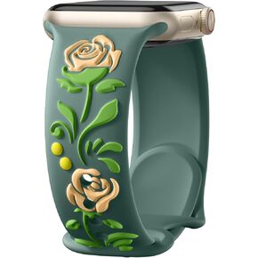 Wepro 3D Floral Embossed Band متوافق مع Apple Watch Band Women 40mm 41mm 38mm 44mm 45mm 49mm 42mm، منقوش لطيف زهرة لينة سيليكون أنيق الفرقة لسلسلة iWatch 9 8 7 6 5 4 3 2 1 Ultra SE in Kuwait