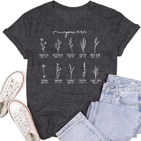 Christian Shirts for Women Pray On It Over It Through It T-Shirts Blessed Christian Faith Gifts Tees