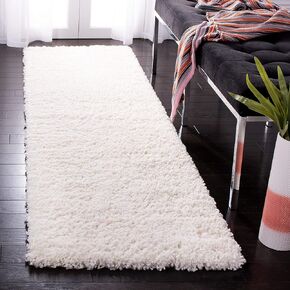 SAFAVIEH Fontana Shag Collection Runner Rug - 2'3" x 14', Ivory, Solid Design, Non-Shedding & Easy Care, 2-inch Thick Ideal for High Traffic Areas in Living Room, Bedroom (FNT800A)