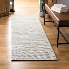 SAFAVIEH Natura Collection Runner Rug - 2'3" x 12', Silver & Ivory, Handmade Wool, Ideal for High Traffic Areas in Living Room, Bedroom (NAT801G)