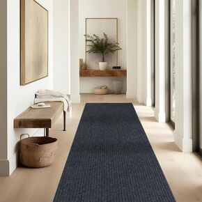Hallway Runner Rug, Non-Slip Waterproof Area Runner Rugs, Indoor/Outdoor Carpet Runners, 2FT x 6FT, Grey Stripe
